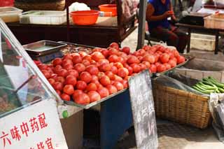 Foto, materieel, vrij, landschap, schilderstuk, bevoorraden foto,Een diepe rode profijt markt, Markt, Straat stal, Boodschappend doend, Leven