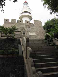 fotografia, materiale, libero il panorama, dipinga, fotografia di scorta,Mt. Faro di Yantai, facendo il turista macchia, Segnali bancarella di fuoco, luce di segnalazione, faro