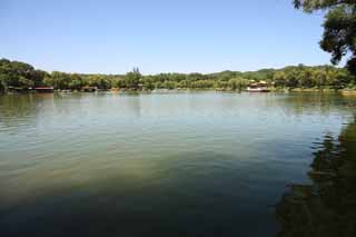 Foto, materiell, befreit, Landschaft, Bild, hat Foto auf Lager,Eine bersommernde Gebirgshtte, Vergngensboot, Boot, Garten, Ch'ing