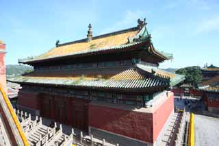 Foto, materiell, befreit, Landschaft, Bild, hat Foto auf Lager,Puning-Tempel greatshrinehall, groe Statue von Buddha Tempel, Chaitya, Faith, Mhnenauto