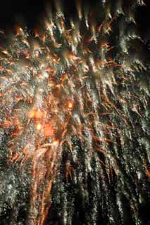 Foto, materiell, befreit, Landschaft, Bild, hat Foto auf Lager,Tama-Fluss Feuerwerk Demonstration, Das Starten von Feuerwerk, natrliche Szene oder Gegenstand, der poetischen Charme der Jahreszeit des Sommers hinzufgt, Signalfeuer, Helligkeit