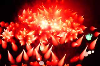 Foto, materieel, vrij, landschap, schilderstuk, bevoorraden foto,Tama River Fireworks Display, Lancerend vuurwerk, Vanzelfsprekende scne of object welk poetische charme naar het seizoen van de zomer toe voegt, Signaal vuur, Helderheid