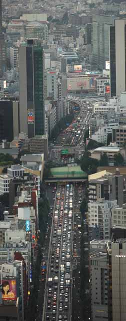 fotografia, materiale, libero il panorama, dipinga, fotografia di scorta,Secondo Roppongi, Shibuya, marmellata di traffico, macchina, Traffico