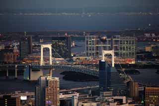 Foto, materiell, befreit, Landschaft, Bild, hat Foto auf Lager,Odaiba, Regenbogenbrcke, Das Bauen von Gruppe, neu entwickeltes Stadtzentrum, Fuji TV