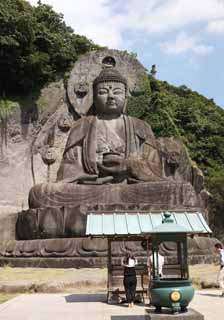 Foto, materiell, befreit, Landschaft, Bild, hat Foto auf Lager,Mt. sah groe Statue von Buddha, Buddhismus, Buddhistisches Bild, Der Buddha vom Verheilen, Bild von Buddha schrieb auf die polierte Klippe