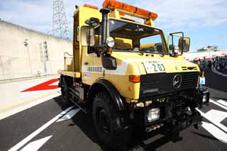 fotografia, materiale, libero il panorama, dipinga, fotografia di scorta,Macchina di lavoro di manutenzione di autostrada metropolitana, La macchina che funziona, Benz, Giallo, macchina di lavoro speciale