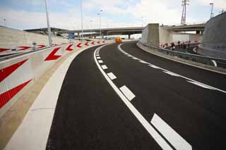 Foto, materieel, vrij, landschap, schilderstuk, bevoorraden foto,De Metropolitische autoweg, Blanke lijnen, Hoek, Rijweg, Asfaltbitumen