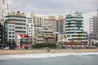 fotografia, materiale, libero il panorama, dipinga, fotografia di scorta,Pusan Guangan il villaggio, onda, spiaggia sabbiosa, costruendo, Il mare