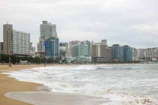 fotografia, materiale, libero il panorama, dipinga, fotografia di scorta,Edificio marittimo su terra alta, onda, spiaggia sabbiosa, costruendo, Il mare