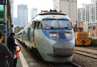 fotografia, materiale, libero il panorama, dipinga, fotografia di scorta,Una ferrovia coreana, piattaforma, Un corriere speciale, veicolo, treno