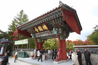 foto,tela,gratis,paisaje,fotografa,idea,El templo puerta principal de regin de un templo Buddhist del Buddha, La puerta, Colorante grasoso, Soy pintado de rojo, Dibujo