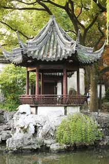 Foto, materieel, vrij, landschap, schilderstuk, bevoorraden foto,Een Yugarden doorn, Joss huis tuinieren, Waterplas, Dak, Chinees gebouw