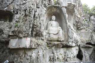 fotografia, materiale, libero il panorama, dipinga, fotografia di scorta,Un'immagine di HangzhouLingyingTemple di Budda scrisse sulla rupe levigata, Buddismo, Ishibotoke, Immagine buddista, Faith