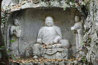 Foto, materieel, vrij, landschap, schilderstuk, bevoorraden foto,Een Hangzhoulingyingtemple afbeelding van De boeddha ingeschreven op de afe klif, Boeddhisme, Ishibotoke, Boeddhist afbeelding, Trouw