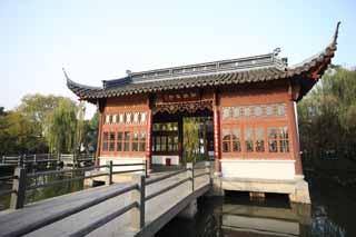 Foto, materieel, vrij, landschap, schilderstuk, bevoorraden foto,Drie Pools Mirroring de Maan, Ik word in rood geschilderd, Saiko, Negen stuks Bruggen, Chinees gebouw