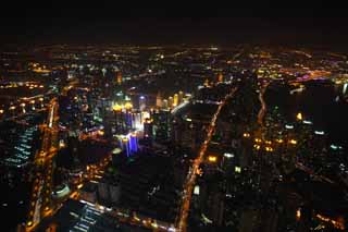 Foto, materieel, vrij, landschap, schilderstuk, bevoorraden foto,Een avond uitzicht van Sjanghai, Uitmuntend uitzicht, Ik maak het boven aan, Straatlantaarn, Torenflat