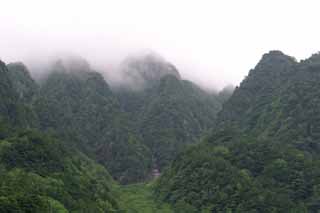 photo,material,free,landscape,picture,stock photo,Creative Commons,Mountains wearing mist, fog, mist, cloud, mountain