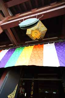 Foto, materiell, befreit, Landschaft, Bild, hat Foto auf Lager,Kawasakidaishi Omoto-Tempel, Neujahr besucht zu einem schintoistischen Schrein, grtnern Sie Laterne, Glocke, lassen Sie Vorhang fallen