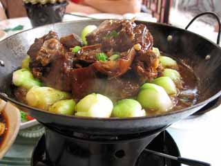 Foto, materiell, befreit, Landschaft, Bild, hat Foto auf Lager,Eine Pfanne des Fleisches, Chinesischer Kohlkopf, Eine eiserne Pfanne, Fleisch, Chinesisches Essen