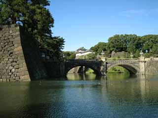 Foto, materiell, befreit, Landschaft, Bild, hat Foto auf Lager,Edo-jo Burg, Wassergraben, Ishigaki, steinigen Sie Brcke, Ruder