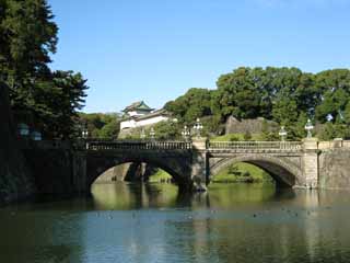 Foto, materieel, vrij, landschap, schilderstuk, bevoorraden foto,Edo-jo Kasteel, Moat, Ishigaki, Stenig bruggen, Oar