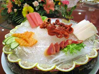 Foto, materiell, befreit, Landschaft, Bild, hat Foto auf Lager,China-Typ sashimi, Sashimi, Drachen, Schalentier, Chinesisches Essen