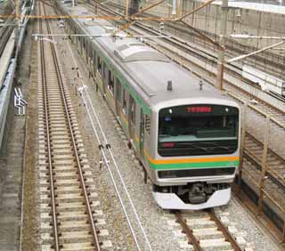 fotografia, materiale, libero il panorama, dipinga, fotografia di scorta,Shonan Shinjuku la linea, Un articolo solleva con una gru linea, Utsunomiya Line comunicazione diretta, pista, in alto il filo