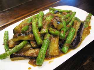 photo,material,free,landscape,picture,stock photo,Creative Commons,It is eggplant roasting, An eggplant, haricot bean, Kidney beans, Chinese food