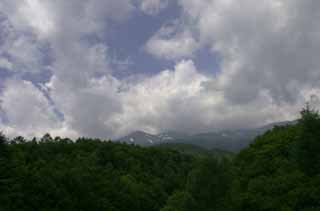 fotografia, materiale, libero il panorama, dipinga, fotografia di scorta,Norikura nuvoloso, montagna, nube, neve, 
