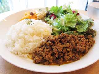 fotografia, materiale, libero il panorama, dipinga, fotografia di scorta,Un piatto di riso frisse con carne, vegetali e polvere di curry, Curry, Riso, Insalata, piatto