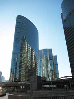 fotografia, material, livra, ajardine, imagine, proveja fotografia,Grupo construindo de Shinagawa, edifcio de edifcio alto, Novo desenvolvimento, cu azul, edifcio comercial