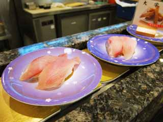 photo,material,free,landscape,picture,stock photo,Creative Commons,Belt-conveyor sushi, Seriola purpurascens, young yellowtail, fish, Finger sushi