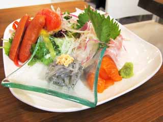 photo,material,free,landscape,picture,stock photo,Creative Commons,Sea foods lunch, straight sand bar, Sashimi, weiner, salmon