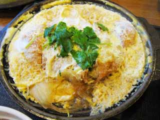 photo,material,free,landscape,picture,stock photo,Creative Commons,A pork cutlet served on top of a bowl of rice, Cooking, Food, , 