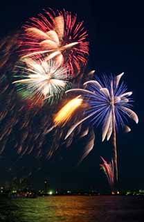 fotografia, materiale, libero il panorama, dipinga, fotografia di scorta,Baia di Tokio il grande fuochi artificiali, fuoco d'artificio, notte, lancio, uno-piede palla di fuoco d'artificio