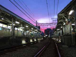 foto,tela,gratis,paisaje,fotografa,idea,Estacin de Ikegami, Ferrocarril, De noche, , 