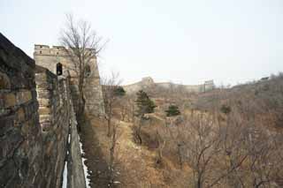 Foto, materieel, vrij, landschap, schilderstuk, bevoorraden foto,Mu Tian Yu Great Wall, Kasteel muur, Uitkijk op een kasteel, De Hsiung-nu, 