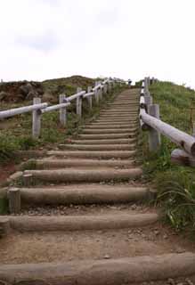 photo,material,free,landscape,picture,stock photo,Creative Commons,Ascending path, fence, stairs, way, sidewalk