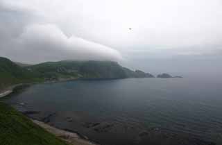 Foto, materiell, befreit, Landschaft, Bild, hat Foto auf Lager,Hill deckte mit Wolke, Kste, Wolke, Himmel, Meer