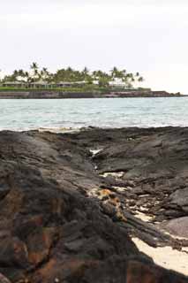 Foto, materieel, vrij, landschap, schilderstuk, bevoorraden foto,Mauna Lani, Lava, Palm, Golf, Drijf stip aan