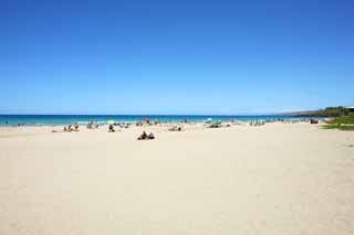 fotografia, materiale, libero il panorama, dipinga, fotografia di scorta,Hapuna arena, cielo blu, Balneazione marittima, Blu, ombrello da spiaggia