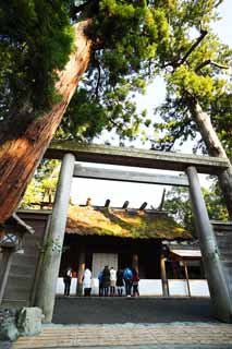 Foto, materiell, befreit, Landschaft, Bild, hat Foto auf Lager,Toyoke Grand Shrine bei Ise (Geku) plus Schrein, Ise gibt auf, Ise, torii, Heiliges Essenskapital Gott