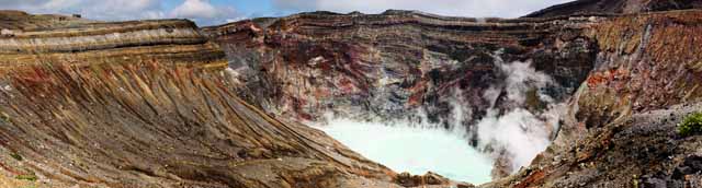 Foto, materieel, vrij, landschap, schilderstuk, bevoorraden foto,Mt. Aso Mt. Naka-dake, Krater plas, Vulkaan, Een actieve vulkaan, Mt. Aso