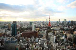 Foto, materiell, befreit, Landschaft, Bild, hat Foto auf Lager,Tokyo-Rundblick, Gebude, Das Stadtzentrumsgebiet, Tokyo-Turm, Toranomon