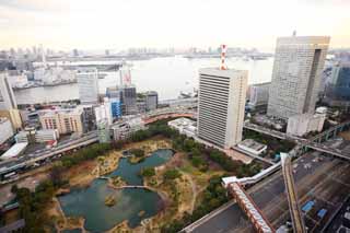 foto,tela,gratis,paisaje,fotografa,idea,Panorama de Tokio, Edificio, La rea del centro de la ciudad, Un territorio miembro de la familia real parque pblico de obsequio de chalet imperial viejo, Toyosu