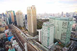 fotografia, material, livra, ajardine, imagine, proveja fotografia,Panorama de Tquio, construindo, A rea de centro da cidade, Shiodome, apartamento de edifcio alto