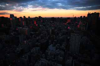 Foto, materieel, vrij, landschap, schilderstuk, bevoorraden foto,Zonsondergang in het Tokio, Gebouw, De benedenstad wijk, Hoogbouw, Shimbashi
