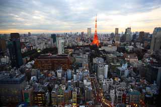 Foto, materiell, befreit, Landschaft, Bild, hat Foto auf Lager,Tokyo Nacht Sicht, Gebude, Das Stadtzentrumsgebiet, Tokyo-Turm, Toranomon