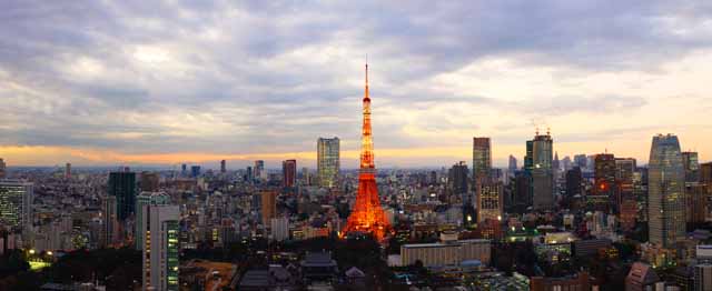 fotografia, materiale, libero il panorama, dipinga, fotografia di scorta,Tokio vista serale, costruendo, L'area del centro, Torre di Tokio, Toranomon