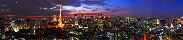 foto,tela,gratis,paisaje,fotografa,idea,Vista de noche de Tokio, Edificio, La rea del centro de la ciudad, Tokyo Tower, Puesta de sol